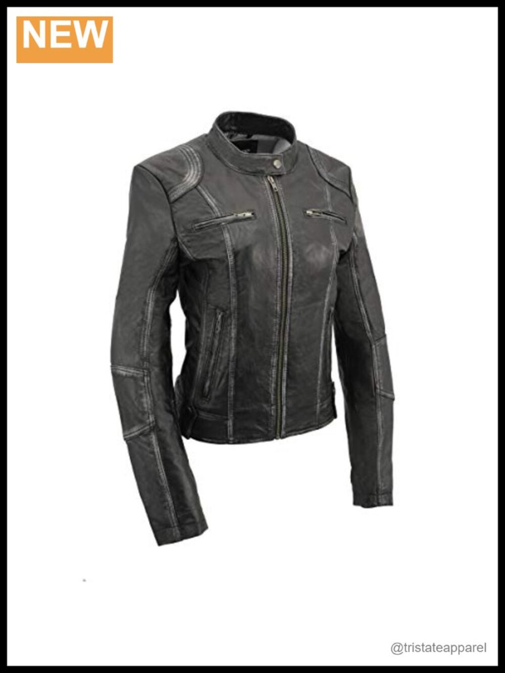 Women's Sheepskin Leather Motorcycle Jacket with Pockets